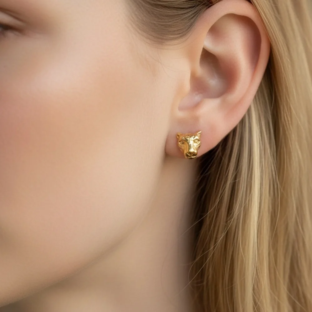 Gold Panther Stud Earrings - Women Jewelry Earrings